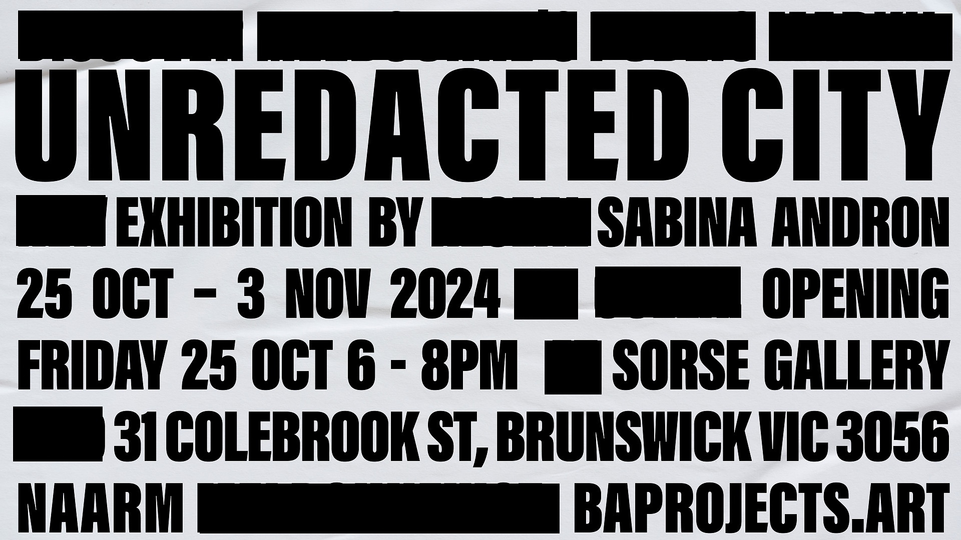 Black Art Projects UNREDACTED CITY
